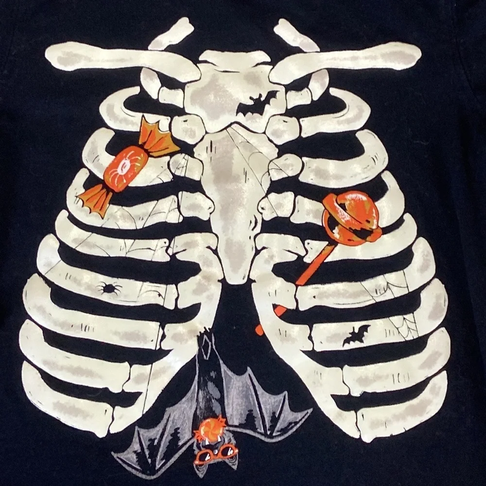 Carter’s skeleton long sleeve shirt boys size 6 Halloween bats glow in the dark - Picture 4 of 10
